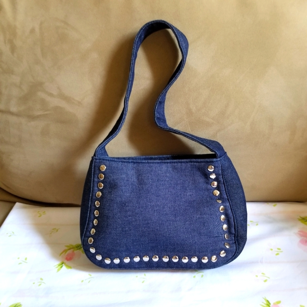 Denim Studded Mini Tote Bag